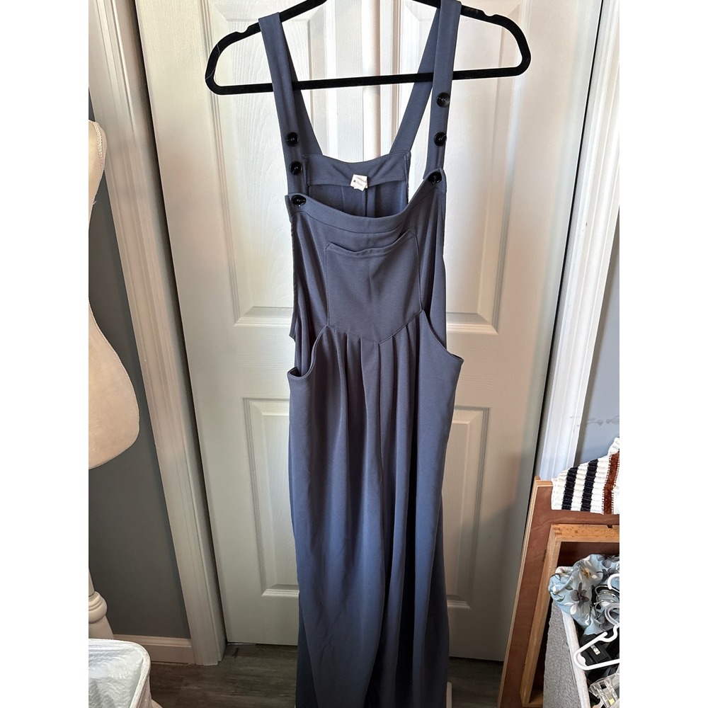HALARA Slate Blue Pinafore-Style Jumpsuit